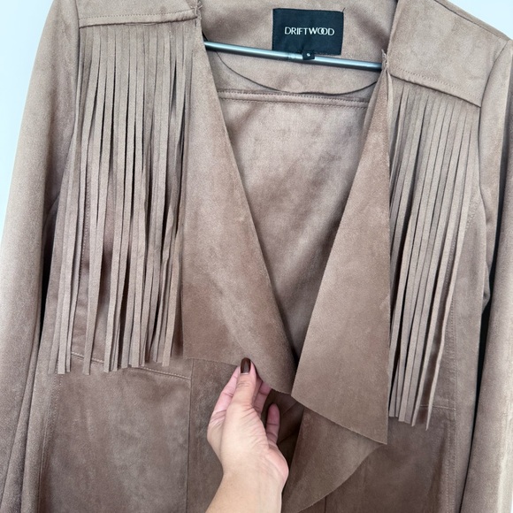 Driftwood Suede Tan Fringe Blazer size Small - Picture 3 of 7
